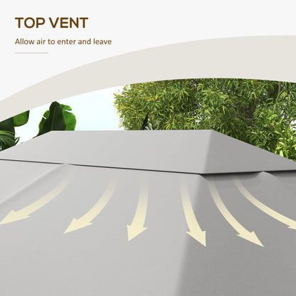 3 x 4m Gazebo Canopy Replacement Cover, Gazebo Roof Replacement (TOP COVER ONLY), Light Grey