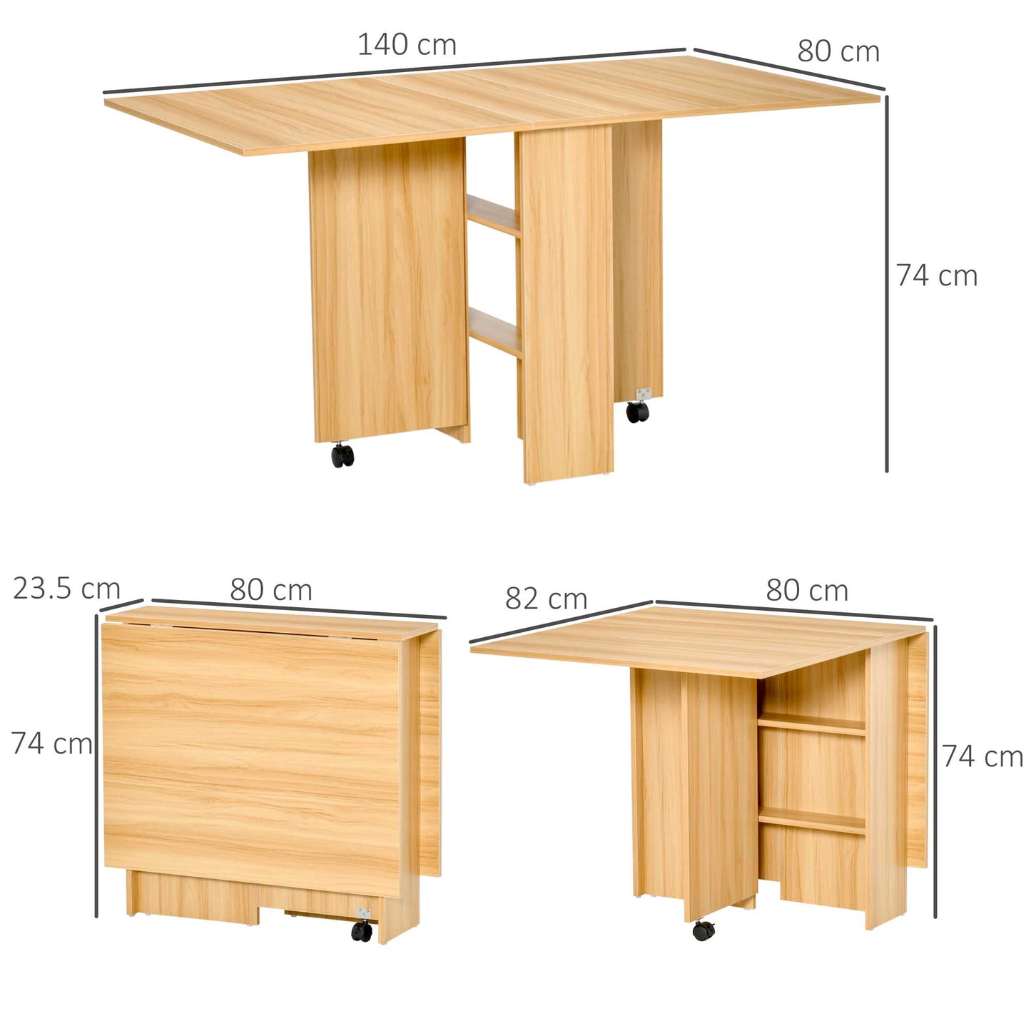 Folding Drop-Leaf Dining Table with Storage – Teak
