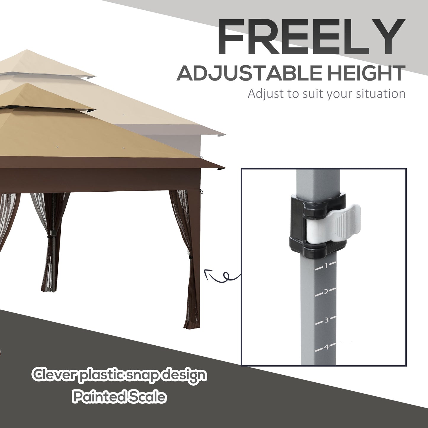 3 x 3(m) Pop Up Gazebo with Mosquito Netting, Easy Setup Marquee Party Tent with 1-Button Push, Double Roof, Carry Bag