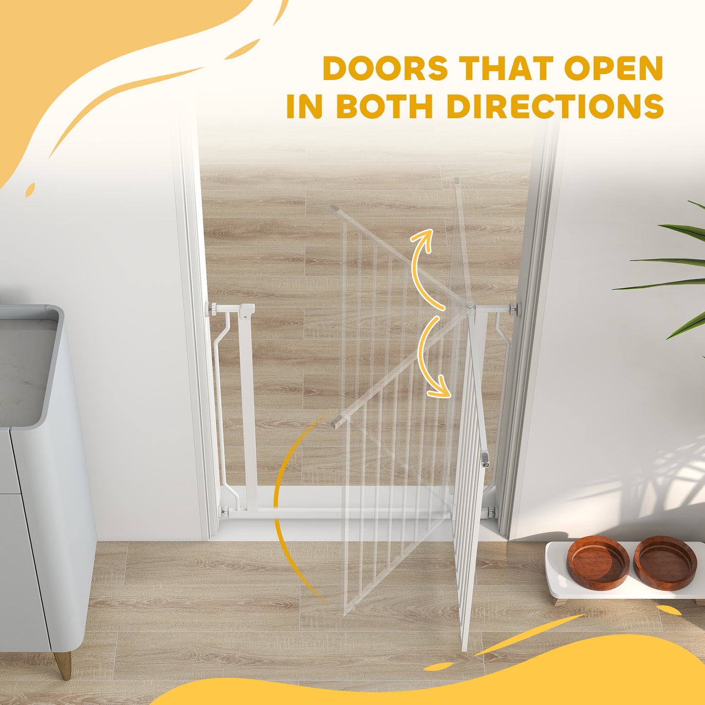 Extra Wide Dog Gate, with Door Pressure, for Doorways, Hallways, Staircases - White