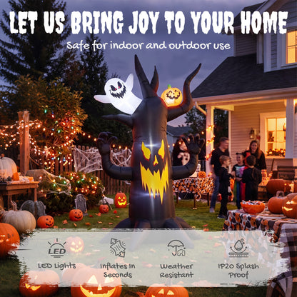8 FT Halloween Inflatable Spooky Tree, Blow Up Decoration with Ghost and Pumpkin for Garden Indoor Outdoor Decor