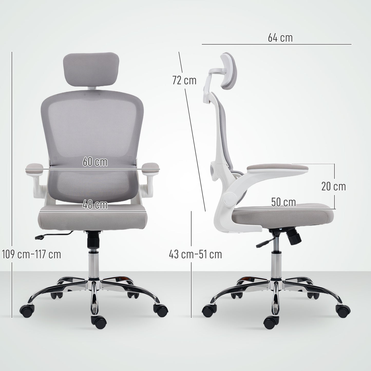 Mesh Back Office Chair, with Lumbar Support - Grey