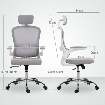Mesh Back Office Chair, with Lumbar Support - Grey