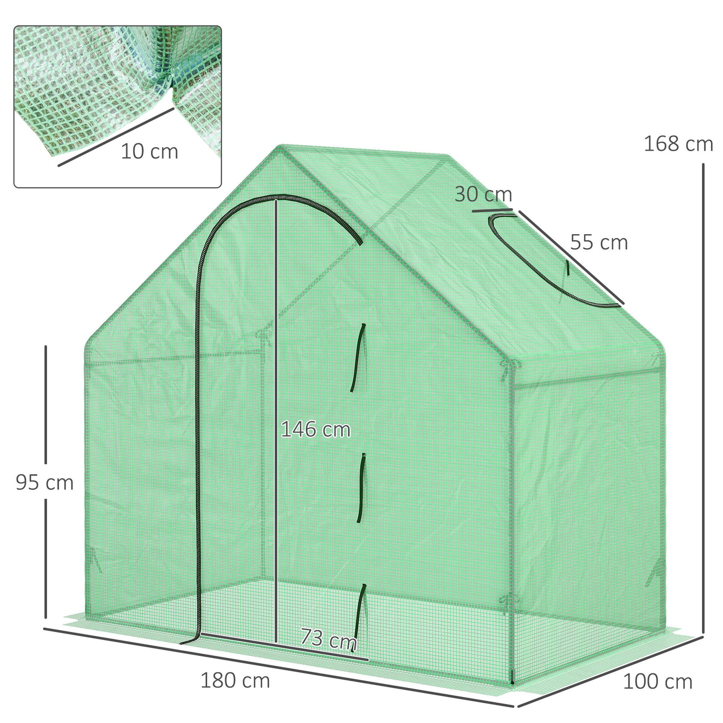 Walk In Tomato Greenhouse Garden Outdoor Mini Greenhouse Flower Planter Steel Frame with Zipped Door & Window, PE Cover