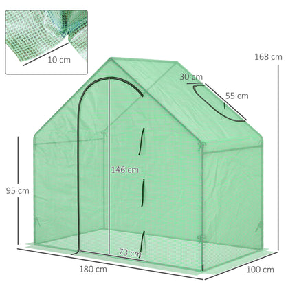 Walk In Tomato Greenhouse Garden Outdoor Mini Greenhouse Flower Planter Steel Frame with Zipped Door & Window, PE Cover