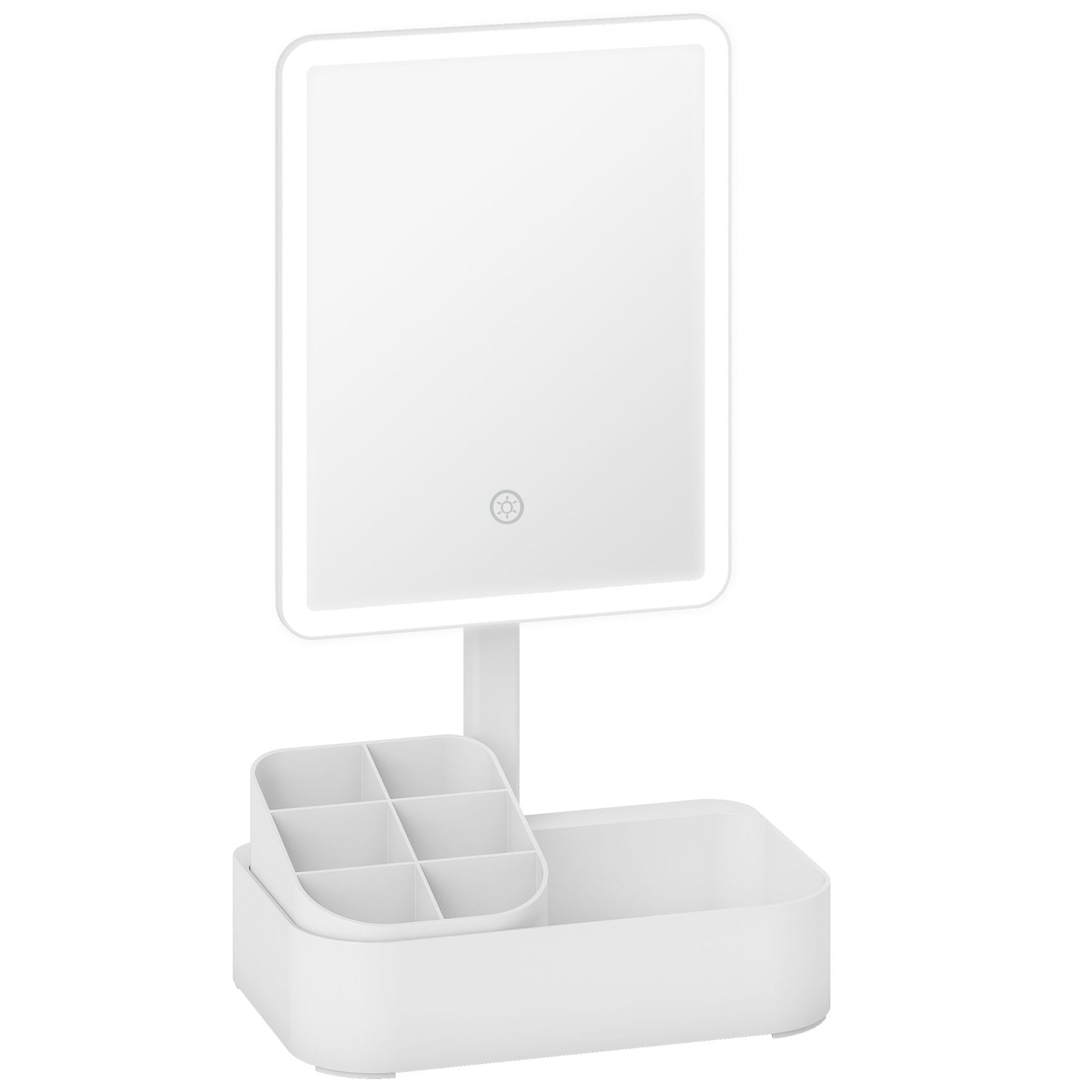 Makeup Mirror with Lights, Rechargeable Vanity Mirror w/ Touch Screen, 2 Lighting Modes and 180° Rotation, White