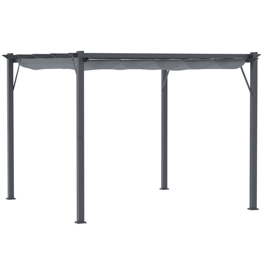 3 x 3 m Aluminum Gazebo, with Retractable Roof - Grey