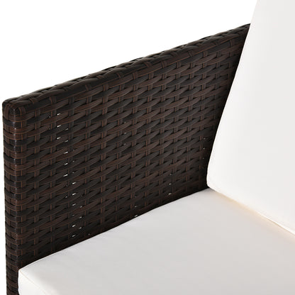 2 Seater Rattan Cube Garden Furniture Set, Rattan Dining Set with Cushions, Outdoor Dining Table and Chairs with 2 Armchairs
