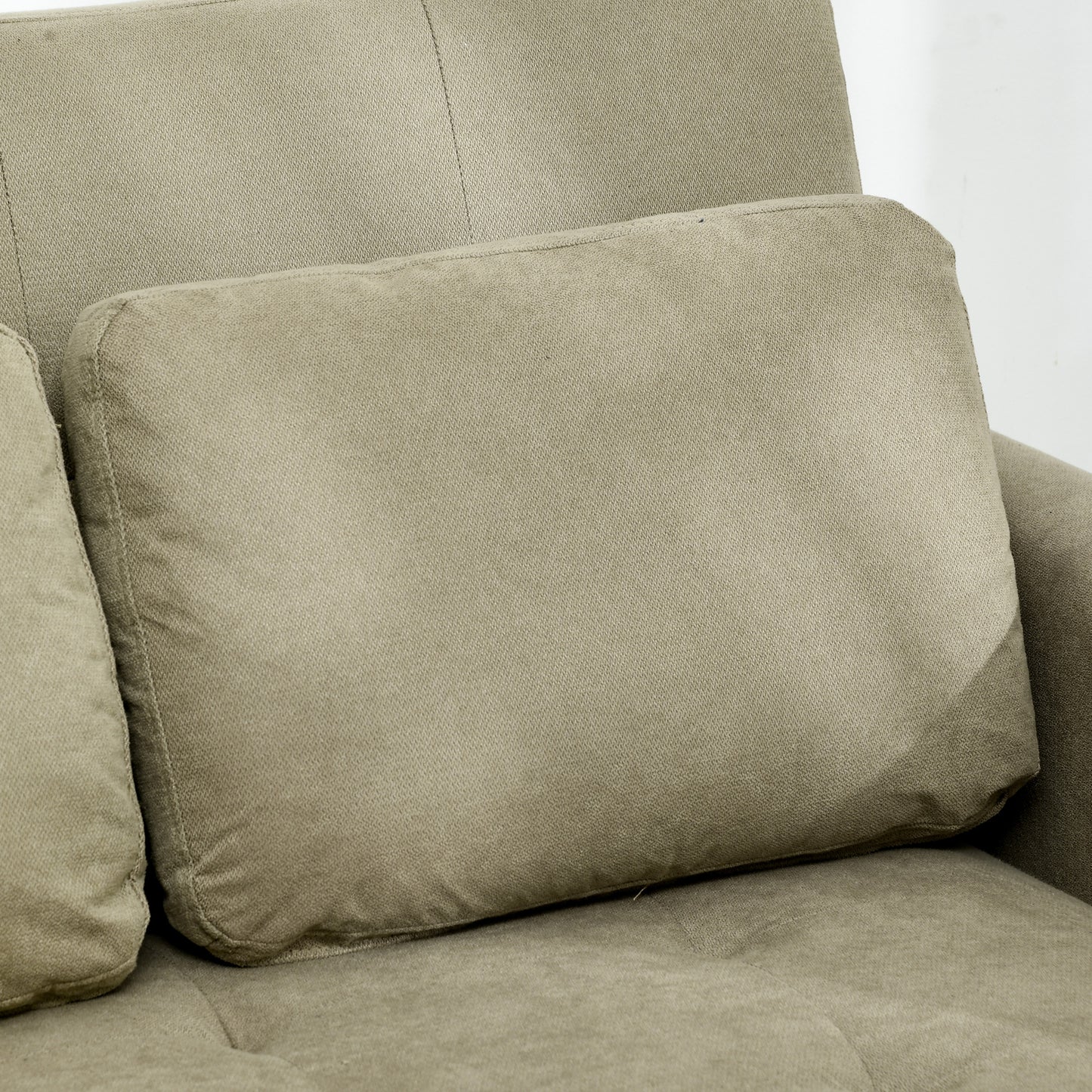 Loveseat Sofa Bed, Convertible Bed Settee with 2 Pillows, Side Pockets, Light Brown