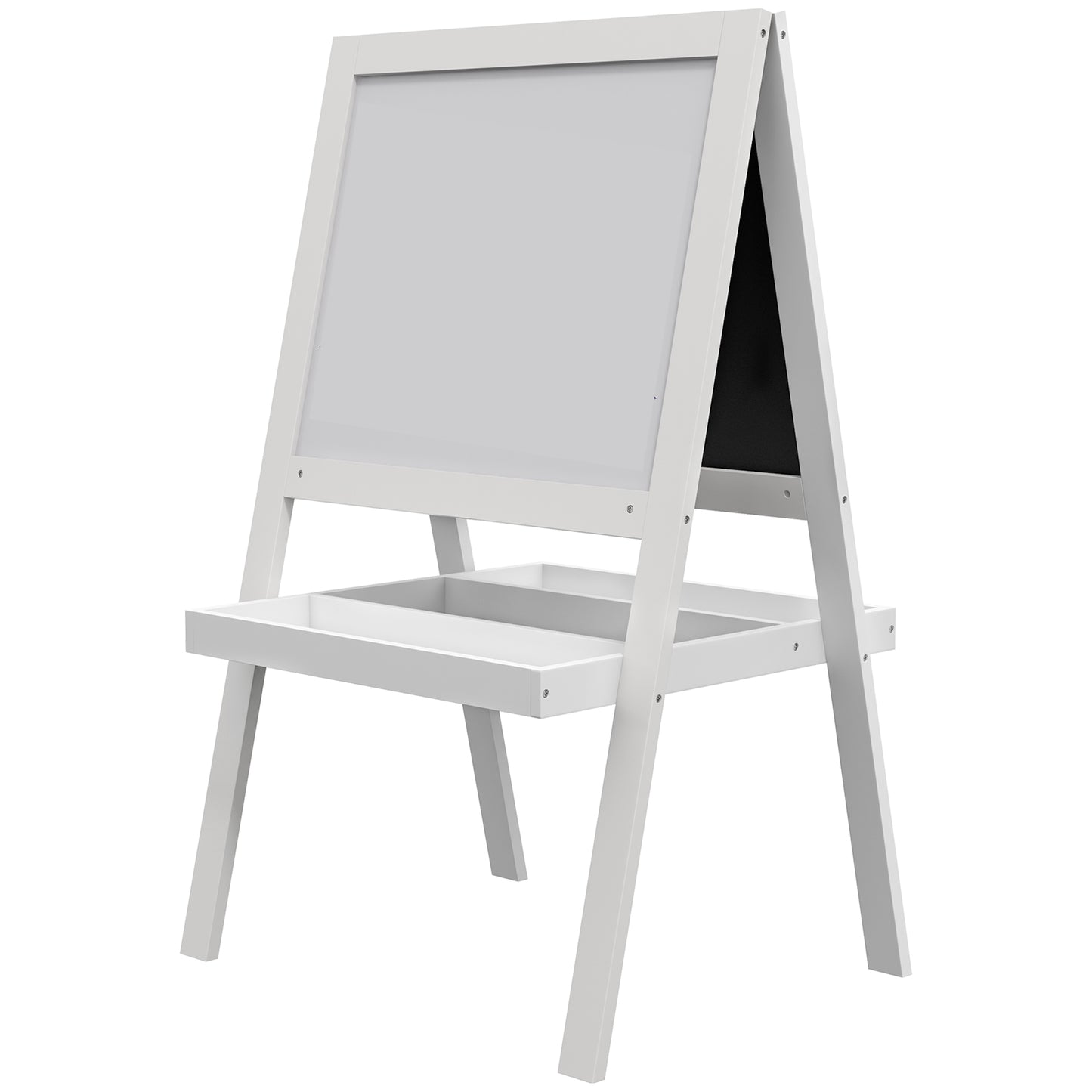 Kids Easel, Art Easel with Double Sided Whiteboard, Chalkboard, Storage, 2 in 1 Standing Easel for Toddlers 18-48 Months