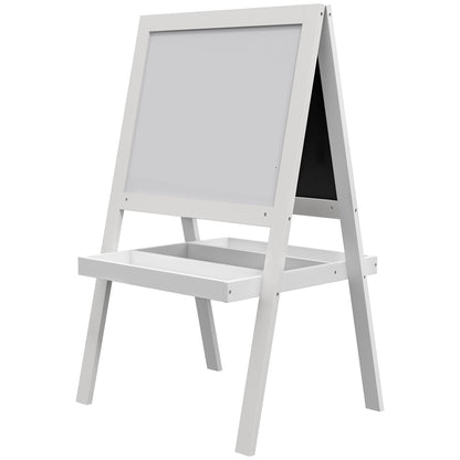 Kids Easel, Art Easel with Double Sided Whiteboard, Chalkboard, Storage, 2 in 1 Standing Easel for Toddlers 18-48 Months
