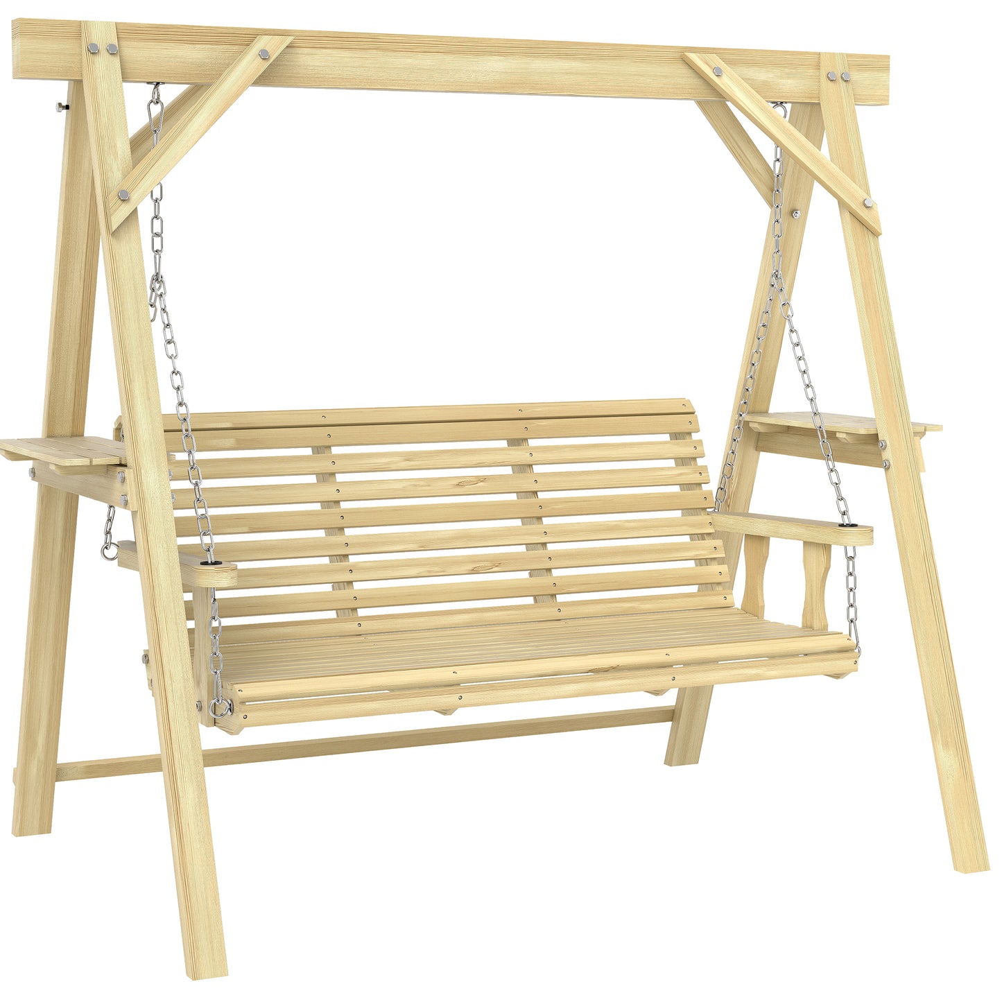Three-Seater Wooden Swing Bench