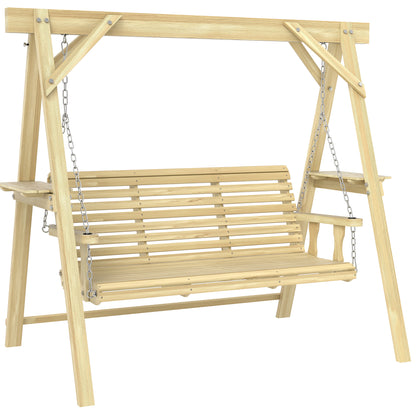 Three-Seater Wooden Swing Bench