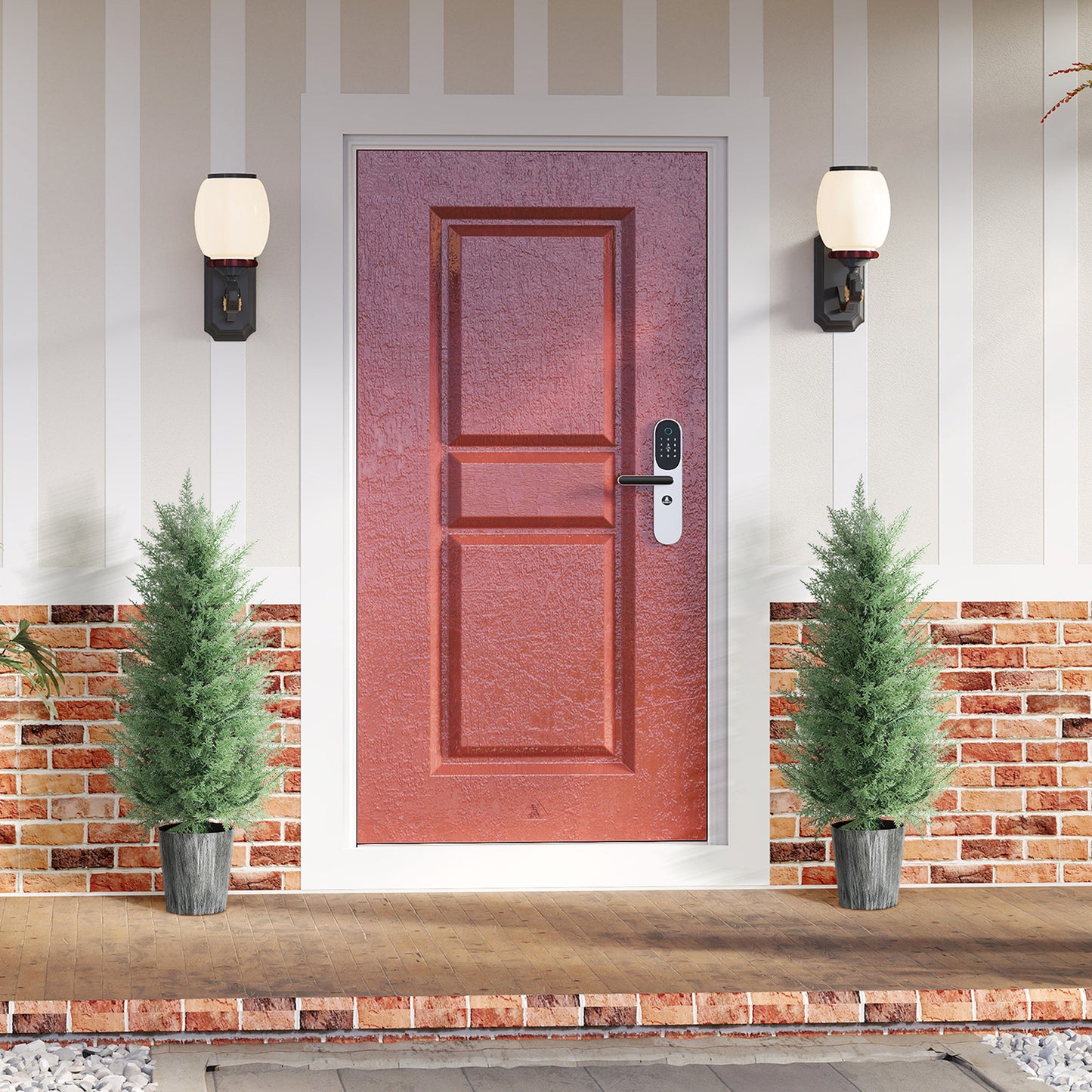 90cm Artificial Cypress Trees Set of 2, UV Resistant Artificial Plants with Decorative Pot