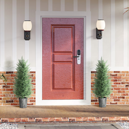 90cm Artificial Cypress Trees Set of 2, UV Resistant Artificial Plants with Decorative Pot