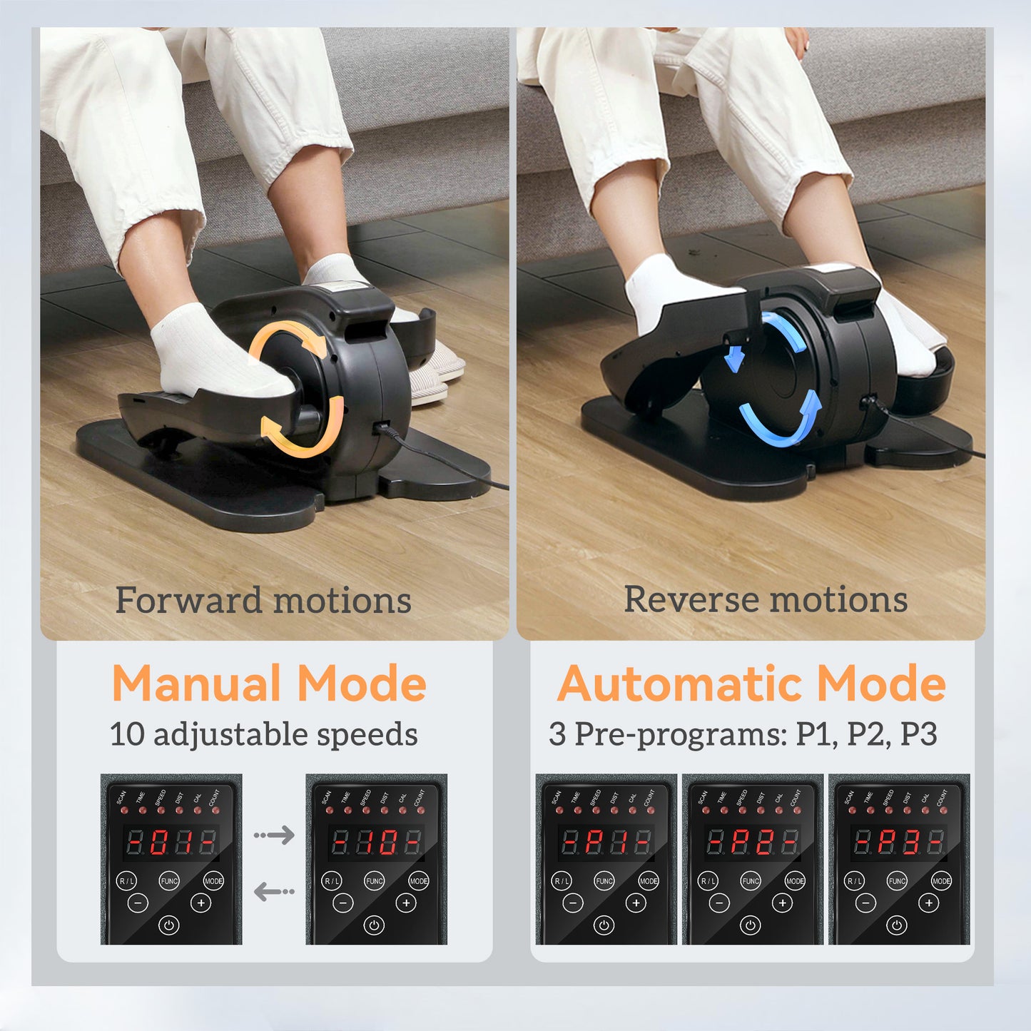 Under Desk Elliptical Machine, Seated Pedal Exerciser, Mini Electric Elliptical Machine for Seniors with LCD Monitor