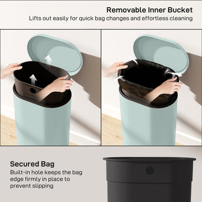 30 L Modern Curved Kitchen Bin - Green