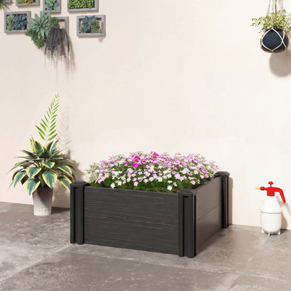 Vinyl Raised Garden Bed Kit, 2 x 2 x 1ft Modular Elevated Garden Box with Slotting Legs and Open Bottom, Dark Grey