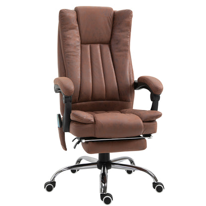 Office Chair with Massage and Heat, Microfibre Reclining Computer Desk Chair with Footrest and Adjustable Height