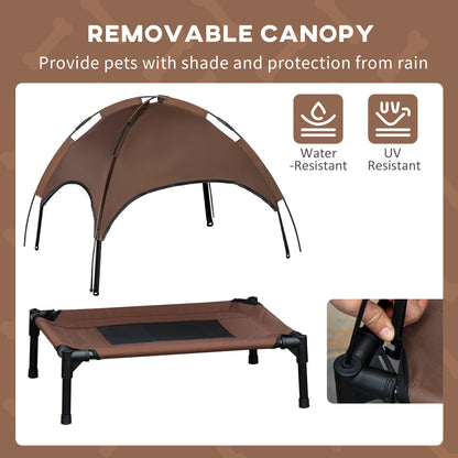 Outdoor Dog Bed with Removable Canopy, Portable Raised Dog Bed for Camping, Garden & Beach