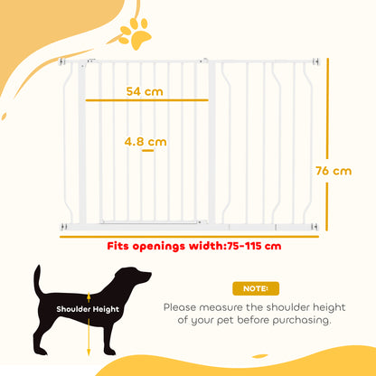 Wide Dog Safety Gate, with Door Pressure, for Doorways, Hallways, Staircases - White