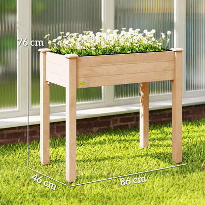 Garden Wooden Planters， Rectangular Raised Bed,Flower Box, Fir Wood Indoor/Outdoor, Oak Tone, 86L x 46W x 76Hcm