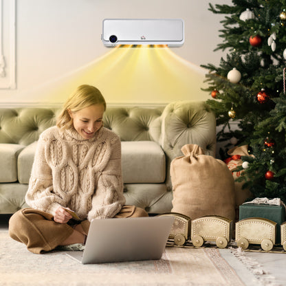 Wall Downflow Heater 2 Heat and Fan 1000W/2000W, Electric Space Heater with Timer Remote Oscillating