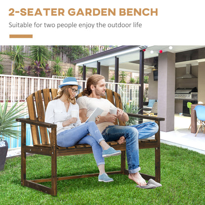 Outdoor Wooden Garden Bench, Patio Loveseat Chair with Slatted Backrest and Smooth Armrests for Two People, for Yard, Lawn