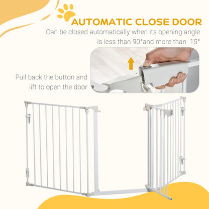 Pet Safety Gate, 3 Panels Playpen Fireplace, Foldable Metal Fence, Stair Barrier, Room Divider