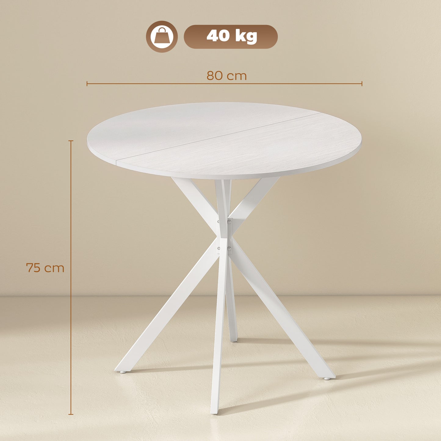 80cm Industrial Round Dining Table - White