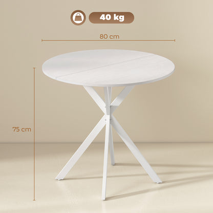 80cm Industrial Round Dining Table - White