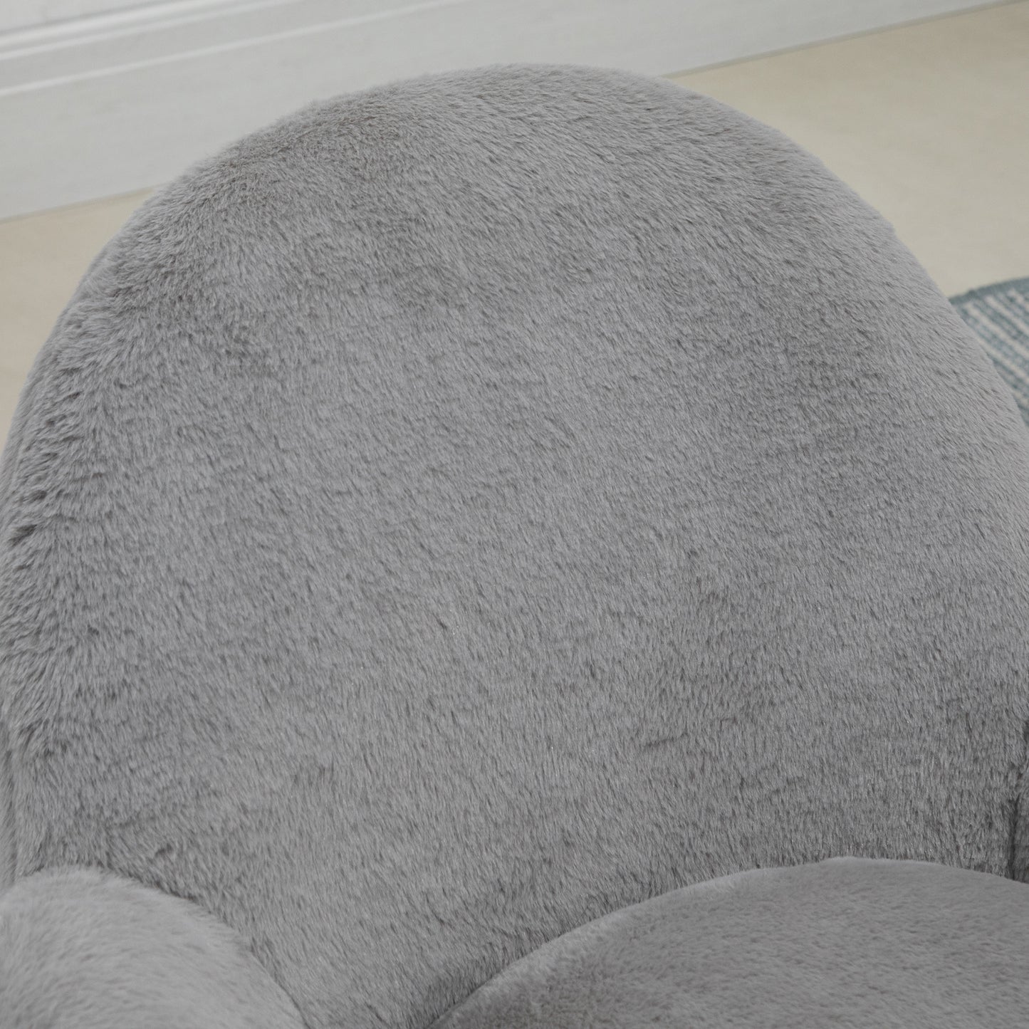 Makeup Vanity Chair, Cute Fluffy Desk Chair with Rolling Wheels for Bedroom Living Room, Grey