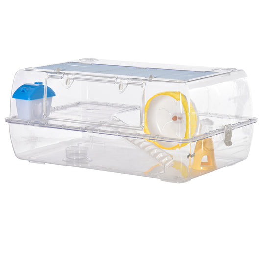 Hamster Cage, 2 Tier Gerbil Cage with Running Wheel, Water Bottle, Dish