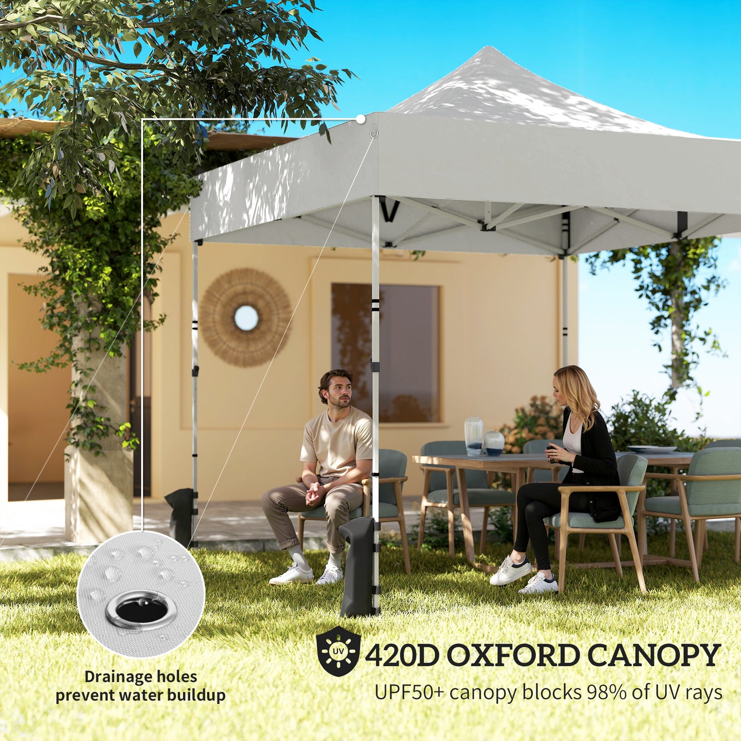 3 x 3 m Pop Up Gazebo with Sidewalls, UPF50+ Heavy Duty Garden Party Tent Marquee with Wheeled Carry Bag, Silver Grey