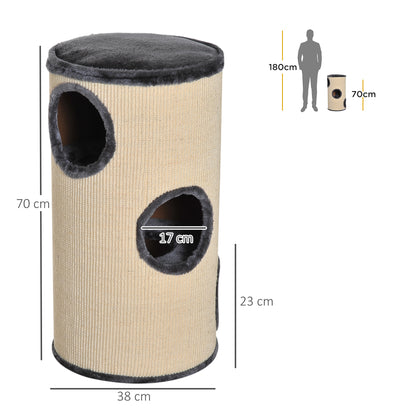70cm Height Cat Post Tree Scratching Barrel Sisal Activity Center Condo Kitten Bed Scratcher Climbing Climber Play House for