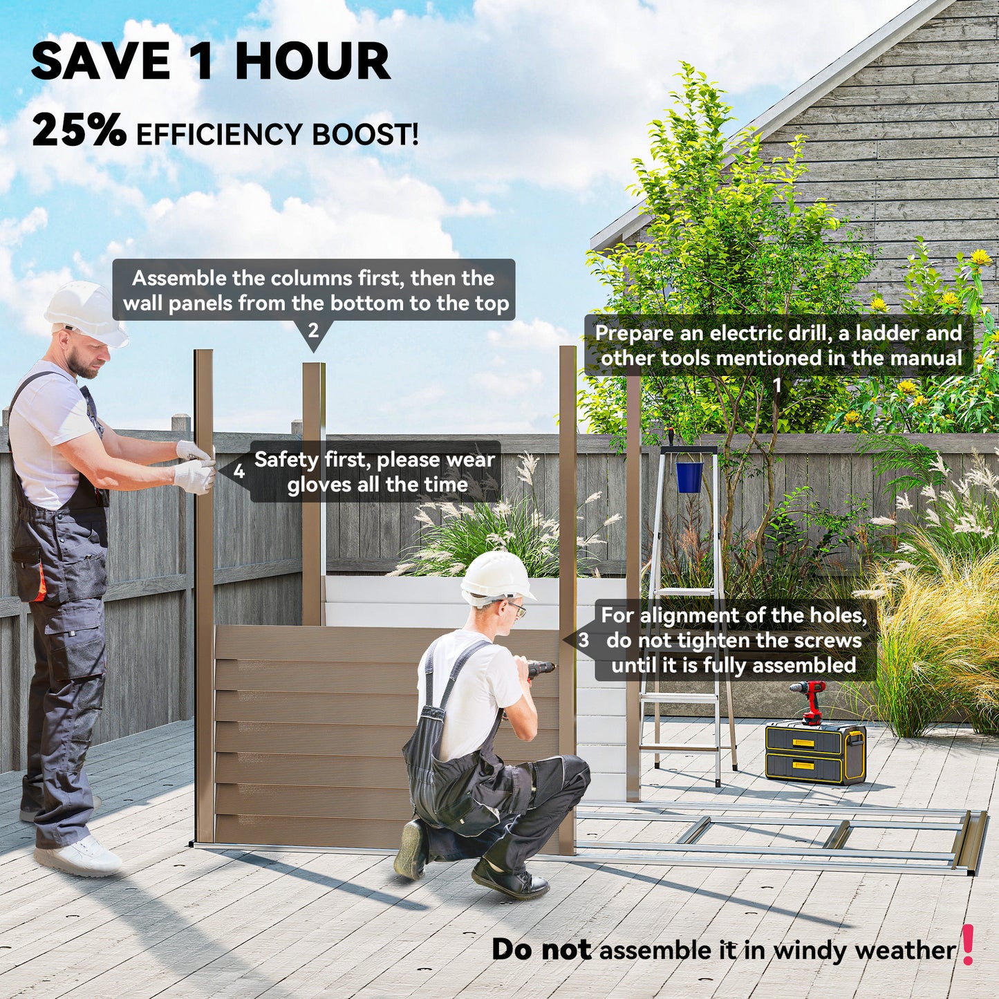 5 x 9ft Galvanised Metal Garden Shed with Foundation Kit, Outdoor Lean-to Shed, Tool Storage House for Garden, Brown