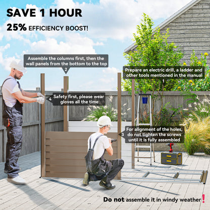 5 x 9ft Galvanised Metal Garden Shed with Foundation Kit, Outdoor Lean-to Shed, Tool Storage House for Garden, Brown