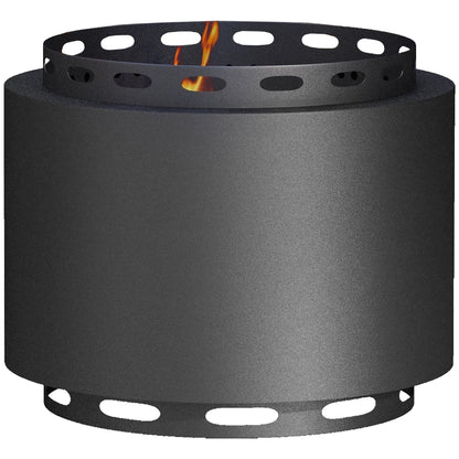 Smokeless Fire Pit, 48.5cm Portable Wood Burning Firepit with Poker for Garden Camping Bonfire Party, Metal, Black