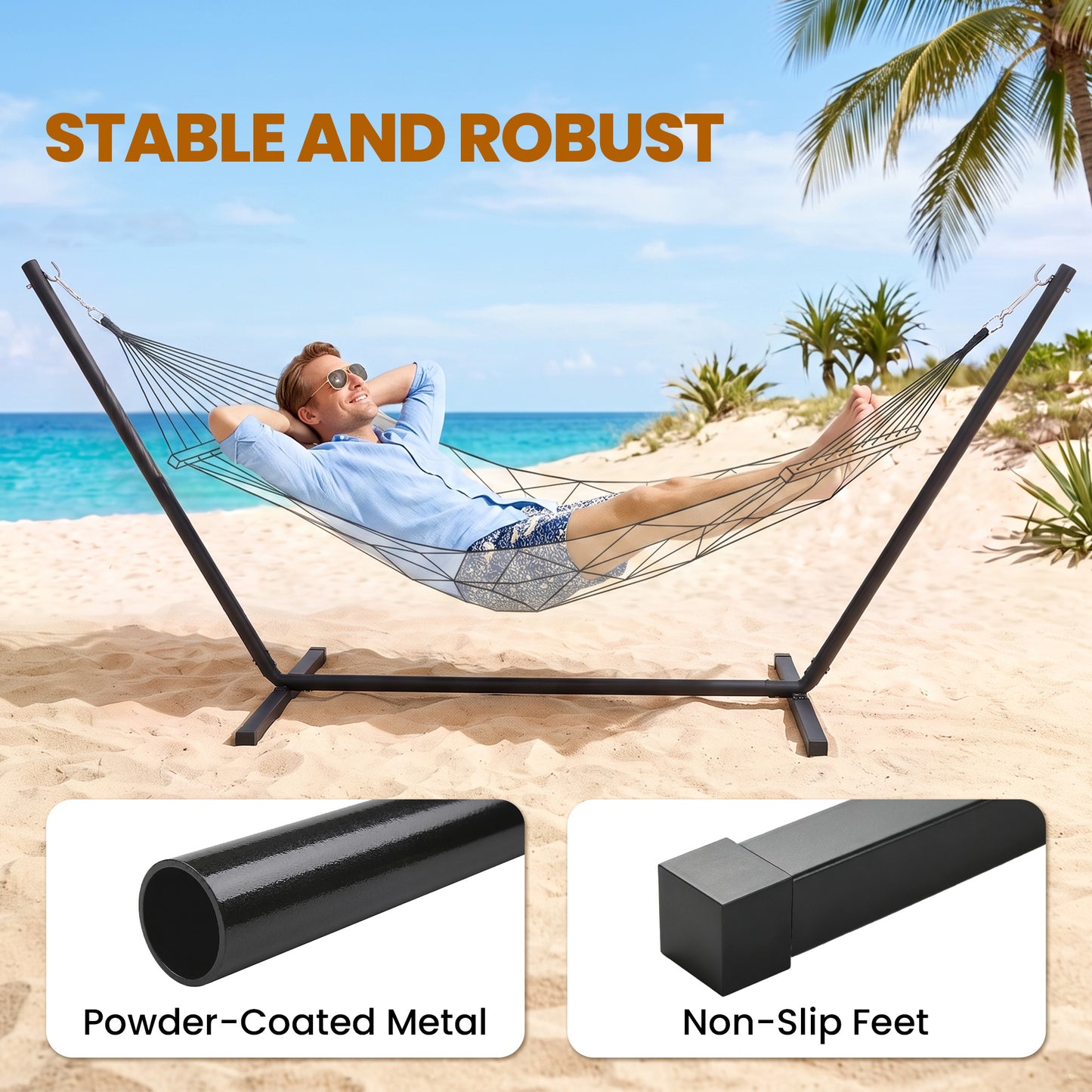 3.6m Extra-long Universal Hammock Stand Metal Frame Garden Camping Picnic Outdoor Patio Replacement – Stand Only
