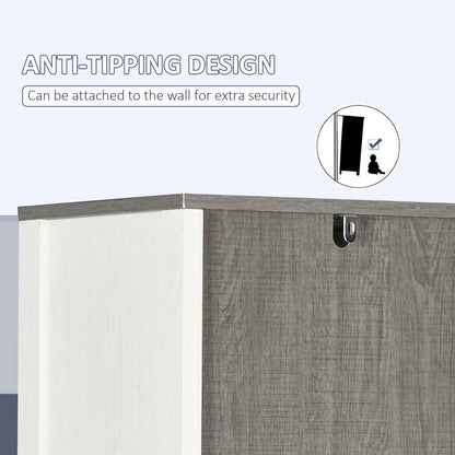 Tall Bathroom Storage Cabinet, Freestanding Tower Cabinet with 3 Open Shelves and Adjustable Shelf, Antique White