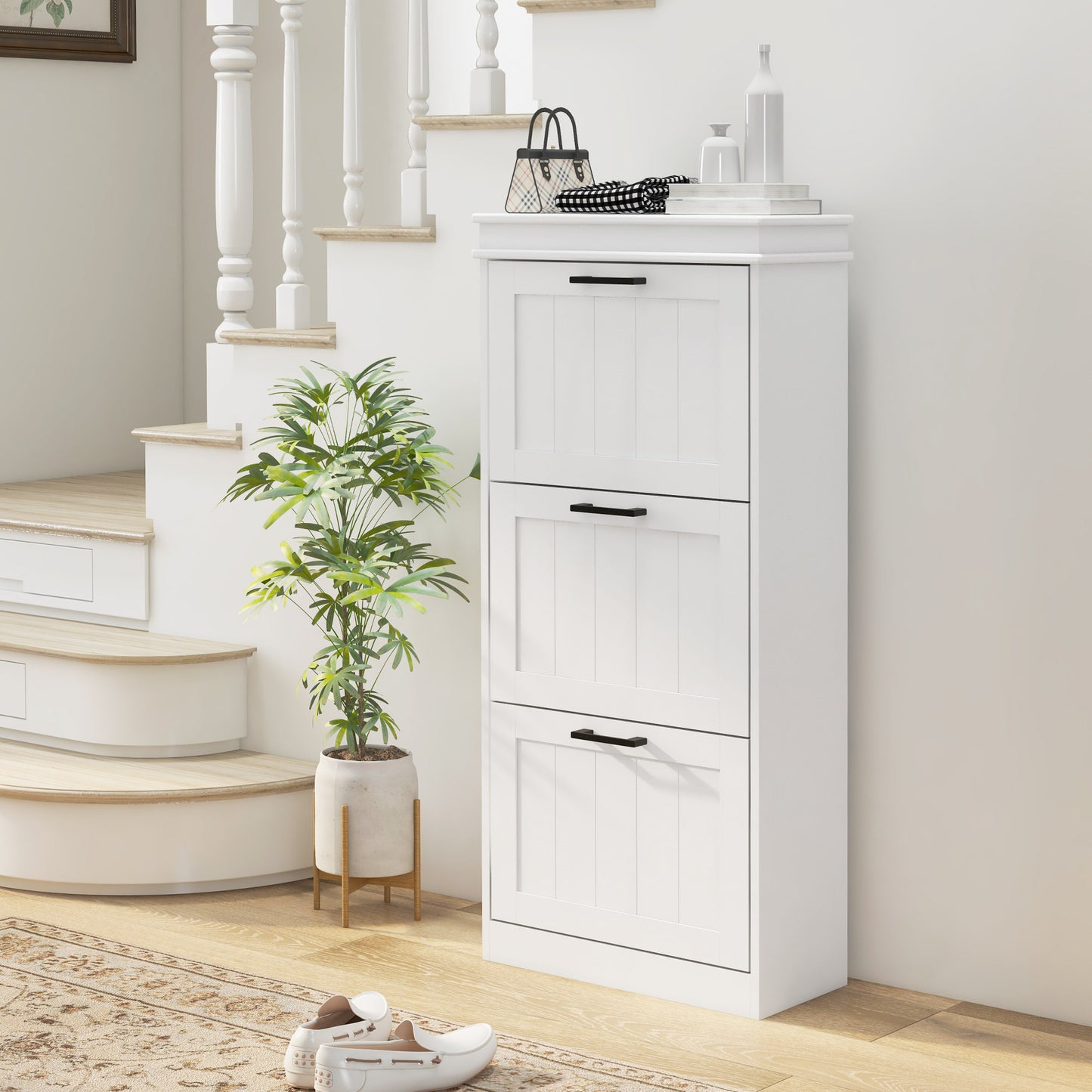 Three-Drawer Minimalistic Shoe Storage Cabinet, for 15 Shoes