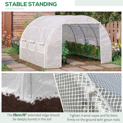 3 x 3 x 2 m Polytunnel Greenhouse with Roll-up Side Walls, Walk-in Grow House Tent with Steel Frame, Reinforced Cover