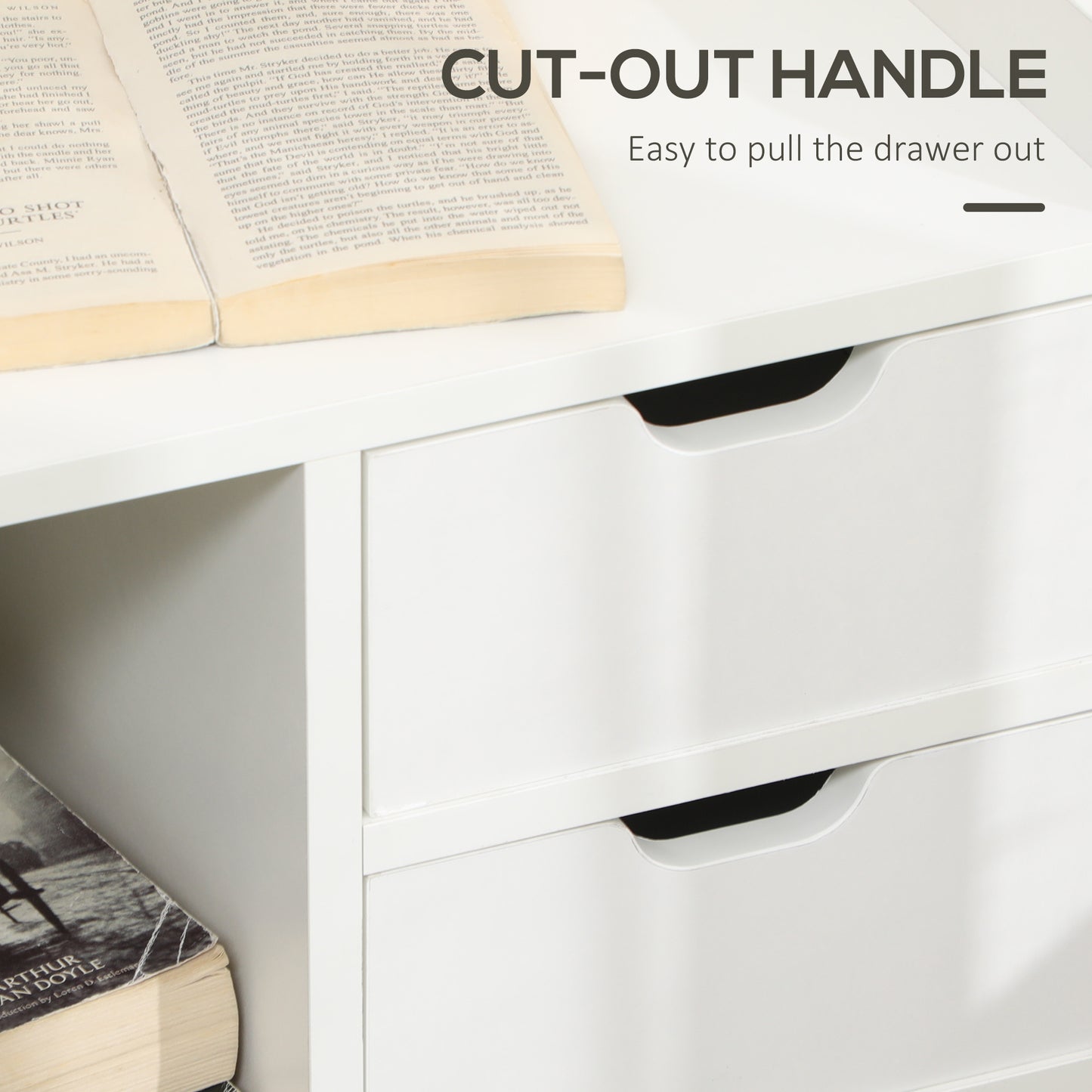 Bedside Table, Small Bedside Cabinet with 2 Drawers and Storage Shelves, Modern Nightstand for Bedroom, White