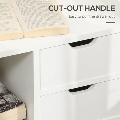 Bedside Table, Small Bedside Cabinet with 2 Drawers and Storage Shelves, Modern Nightstand for Bedroom, White