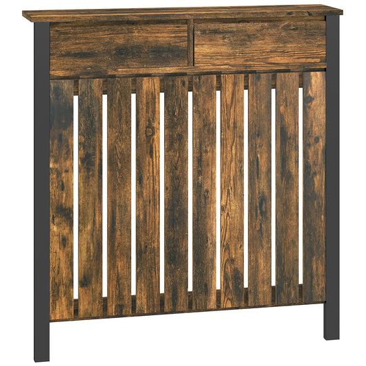 93 x 88.5cm Rustic-Look Radiator Cover - Brown/Black