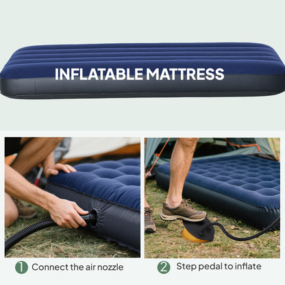 1 person Foldable Camping Tent w/Sleeping Bag Air Mattress Outdoor Hiking Picnic Bed cot w/Foot Pump
