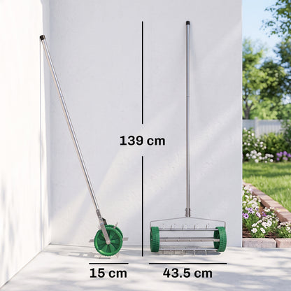 Garden Rolling Lawn Aerator Heavy Duty Steel Grass Roller w/ Adjustable Handle