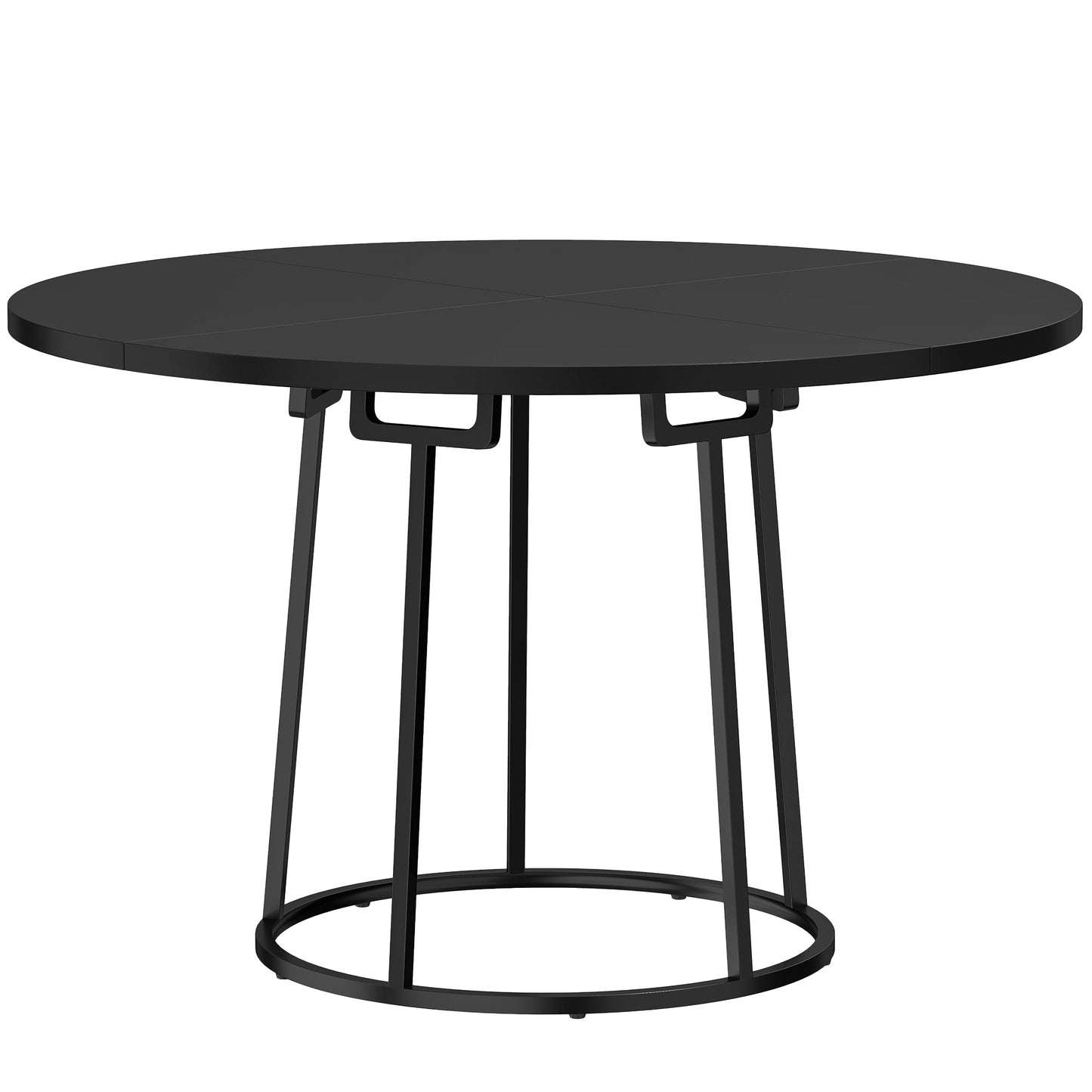 Dining Table Space Saving Kitchen Table Spliced Tabletop Conical Metal Base 120 cm Round Black