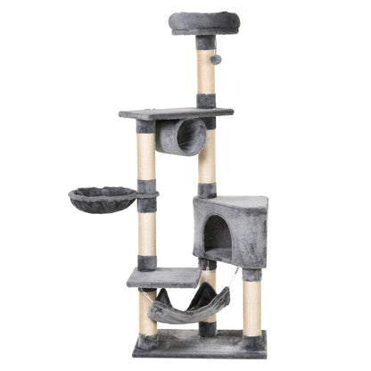 Cat Tree for Indoor Cats Condo Tower Multi-level Height 150CM Kittens Activity Stand House with Toys & Various Scratching Pos