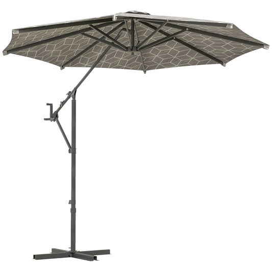 3(m) Convertible Cantilever Parasol and Centre-post Garden Parasol with Cross Base, 360° Rotation Banana Parasol